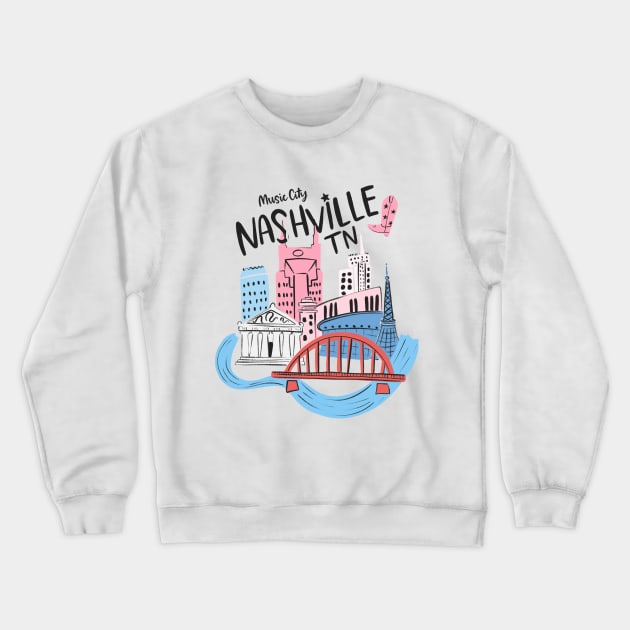 Definitely a Nashville Party Crewneck Sweatshirt by Taylor Thompson Art